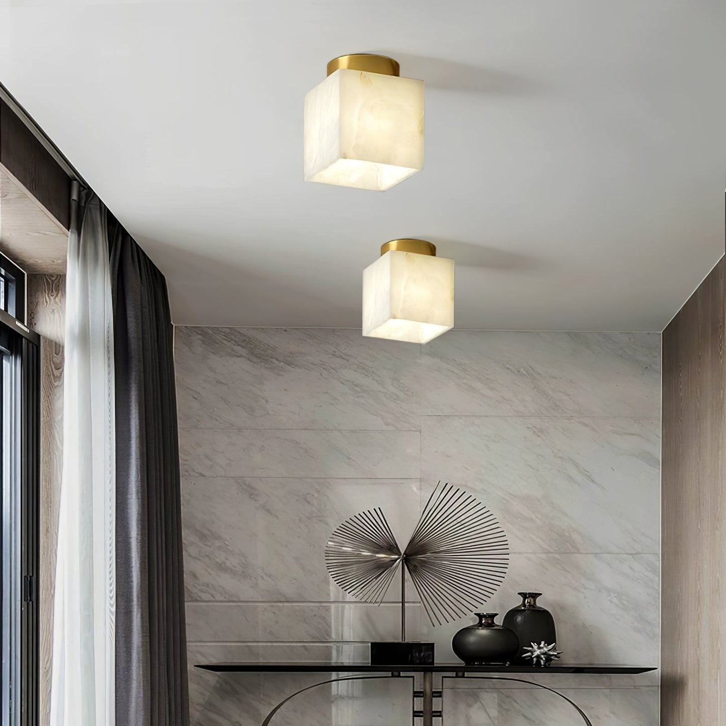 Albasten Plafondlamp met LED - Ilaria Lamp met Messing