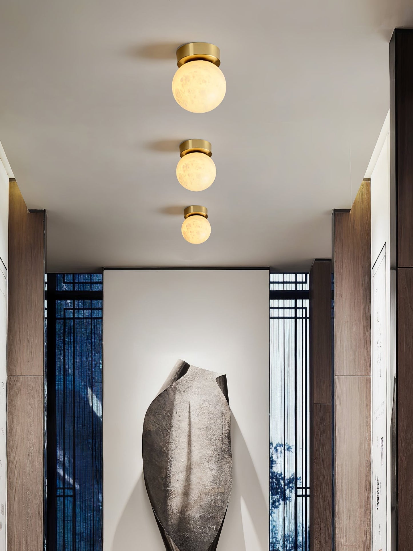 Albasten Plafondlamp met LED - Ilaria Lamp met Messing