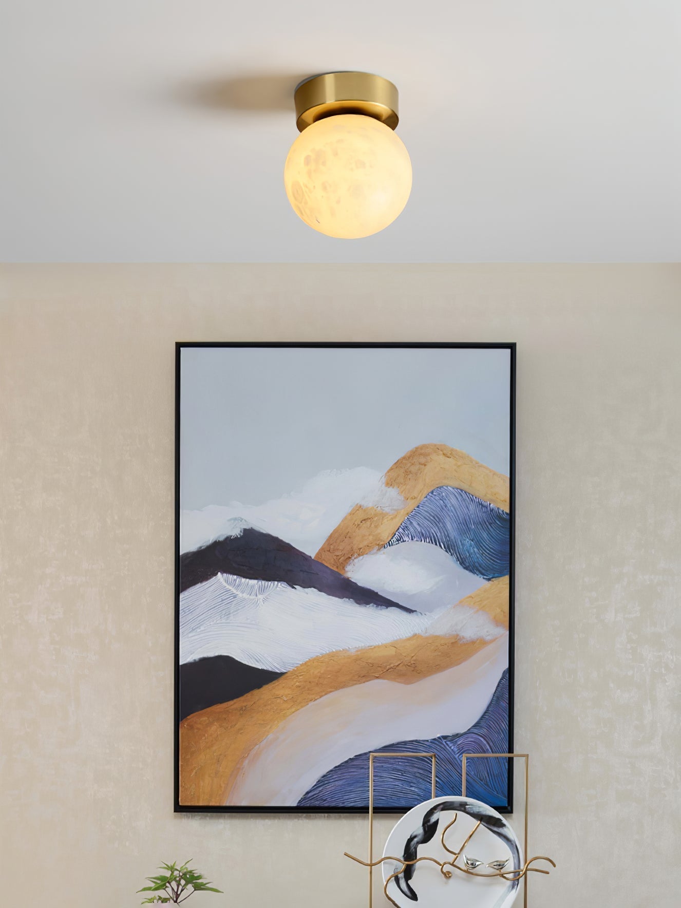 Albasten Plafondlamp met LED - Ilaria Lamp met Messing
