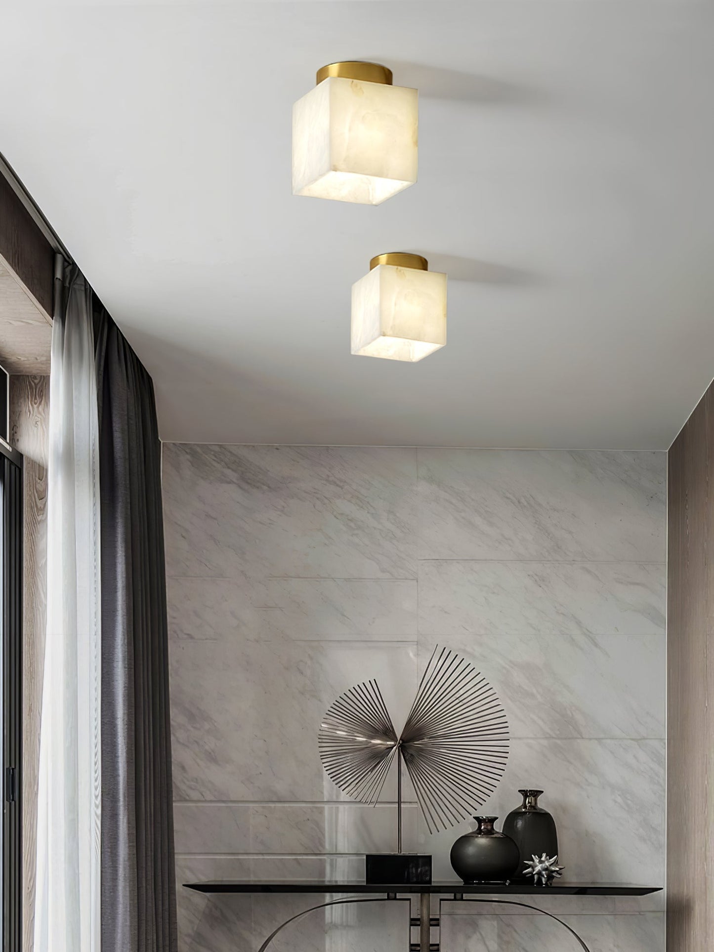 Albasten Plafondlamp met LED - Ilaria Lamp met Messing