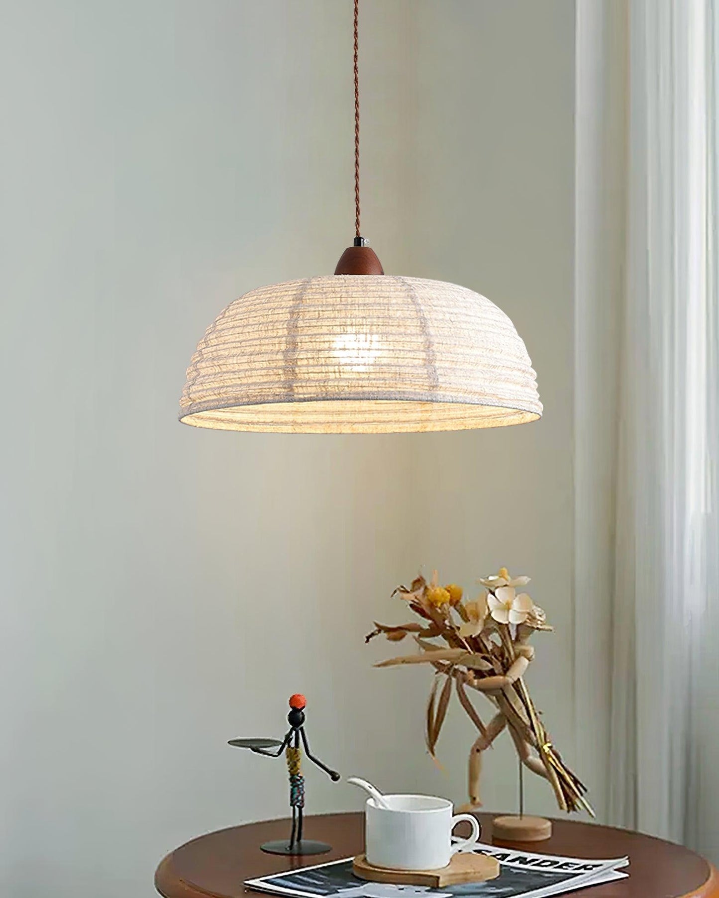 Houten Hanglamp Verstelbaar LED - Janna Stof Lamp