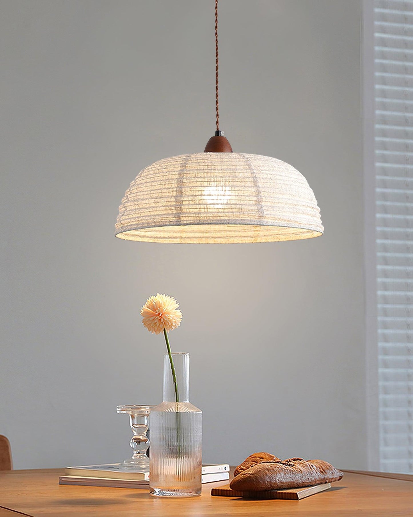 Houten Hanglamp Verstelbaar LED - Janna Stof Lamp