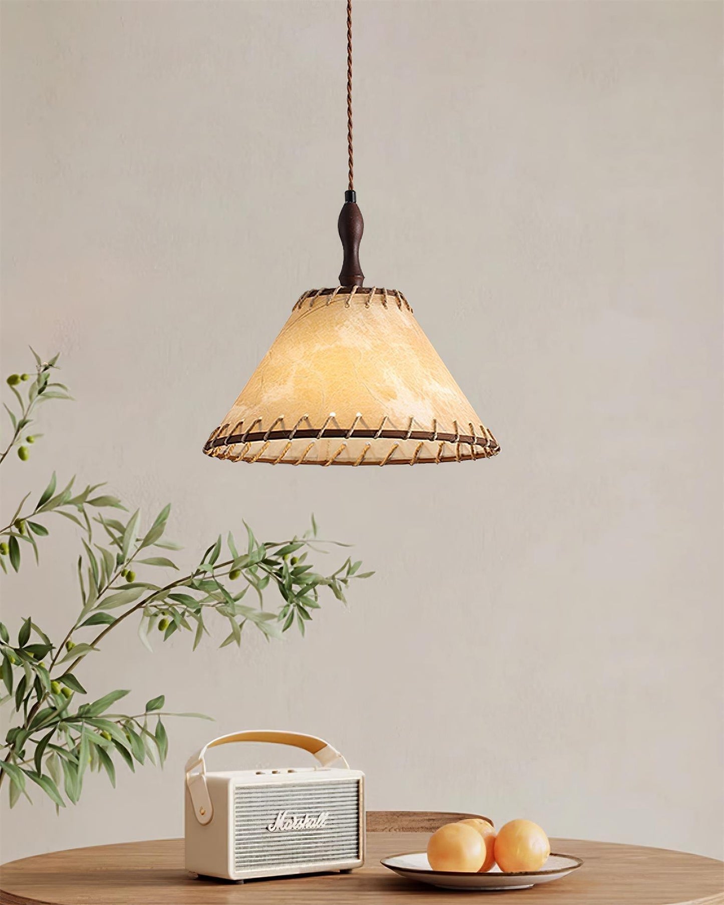 Houten Hanglamp Verstelbaar LED - Janna Stof Lamp