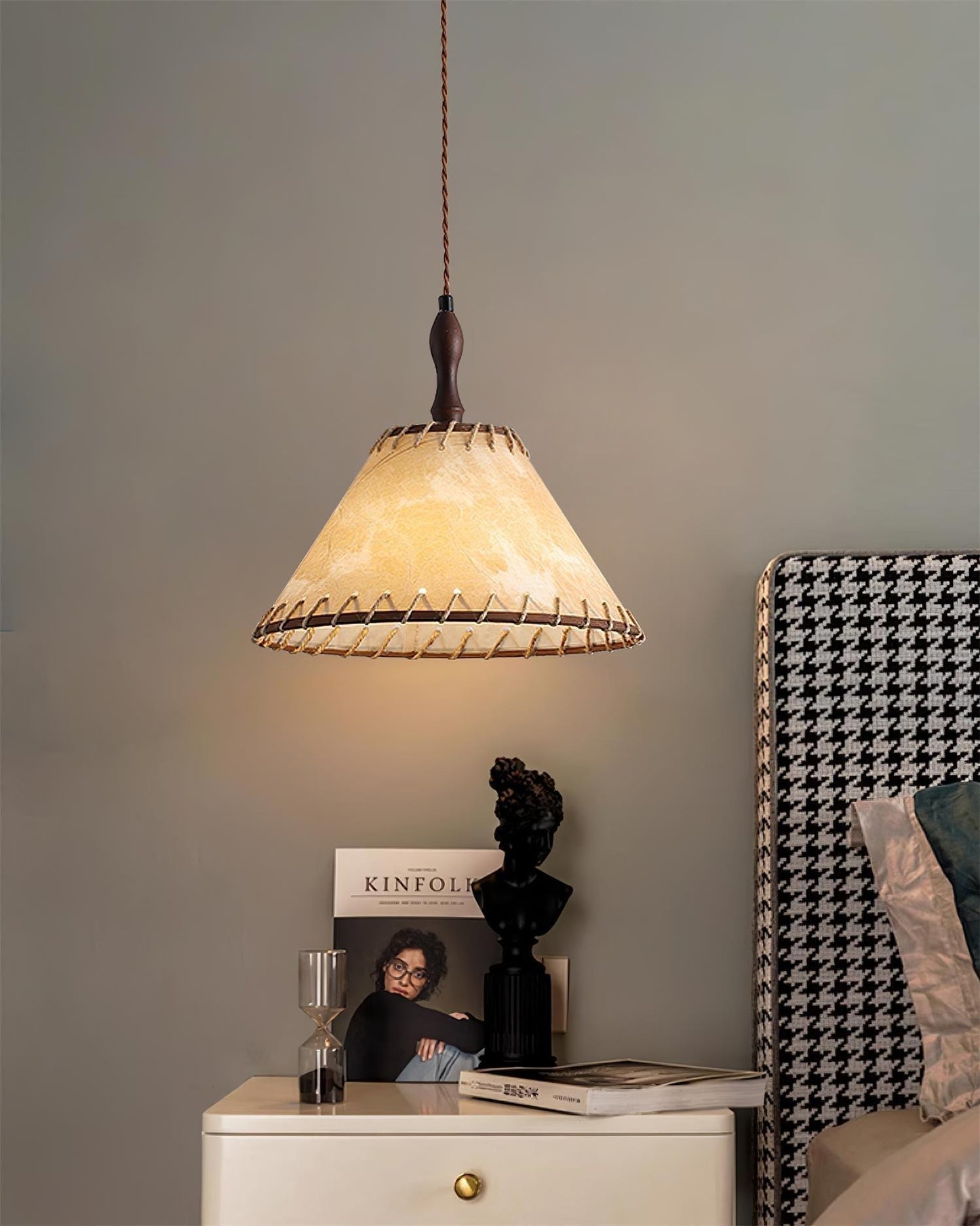 Houten Hanglamp Verstelbaar LED - Janna Stof Lamp
