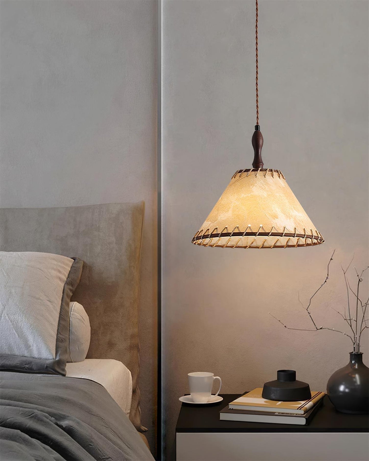 Houten Hanglamp Verstelbaar LED - Janna Stof Lamp
