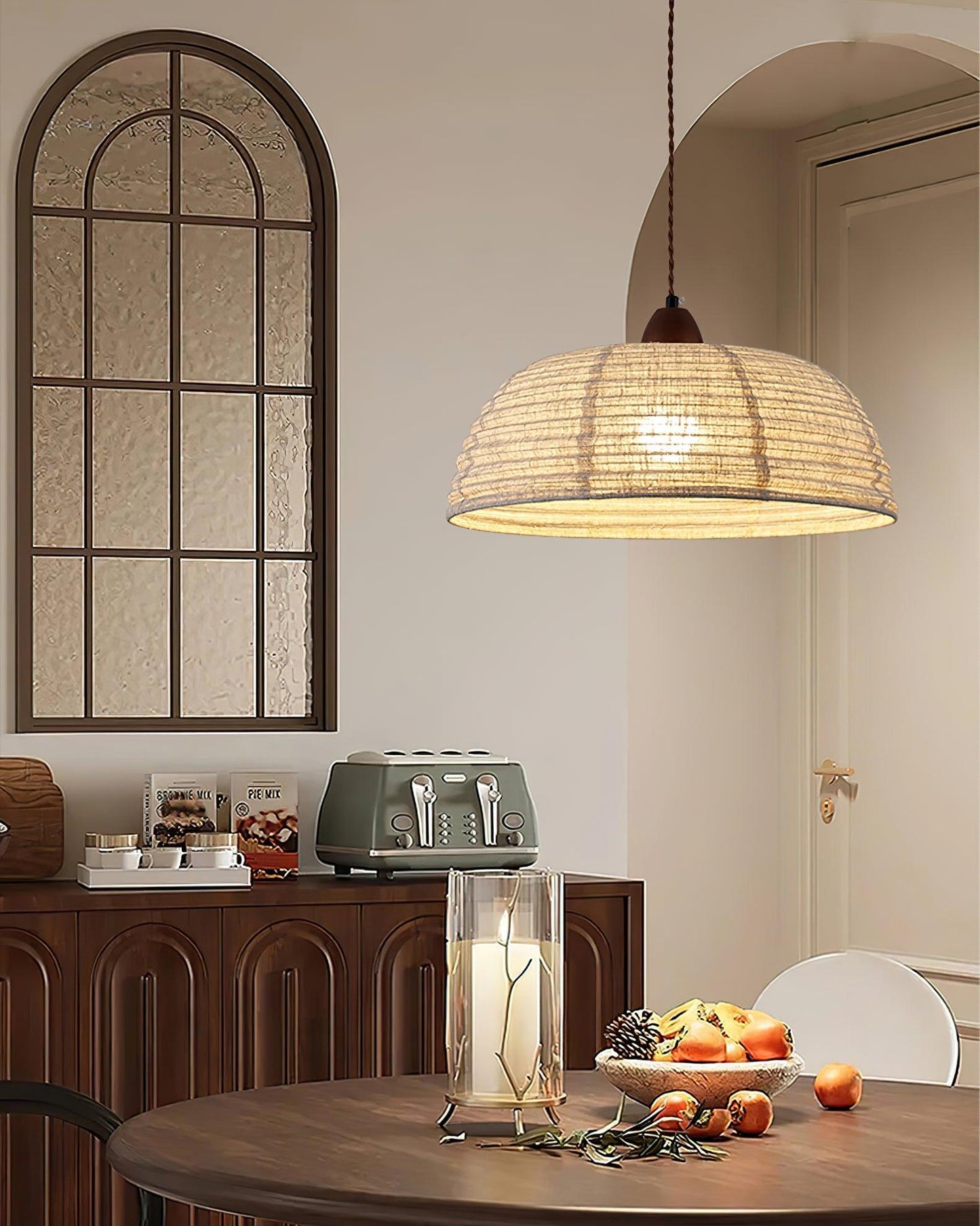 Houten Hanglamp Verstelbaar LED - Janna Stof Lamp