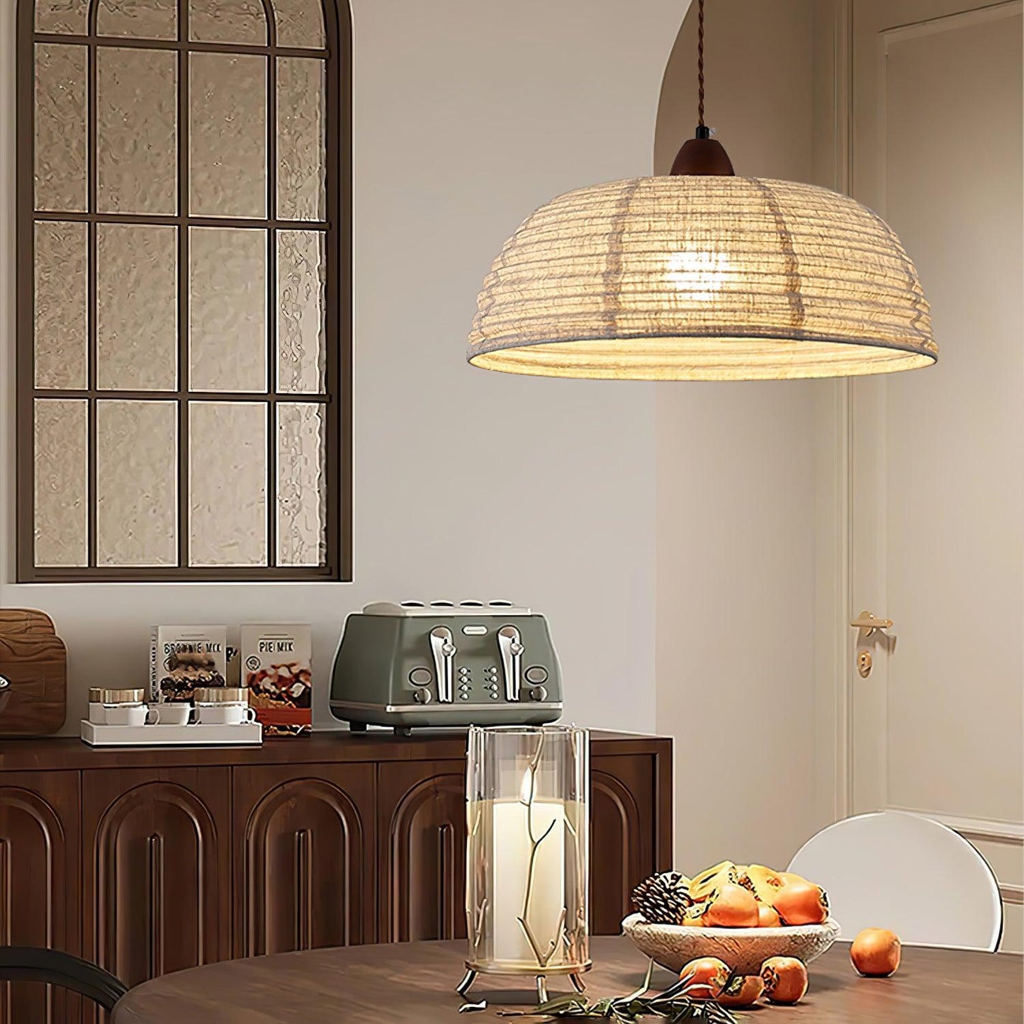 Houten Hanglamp Verstelbaar LED - Janna Stof Lamp