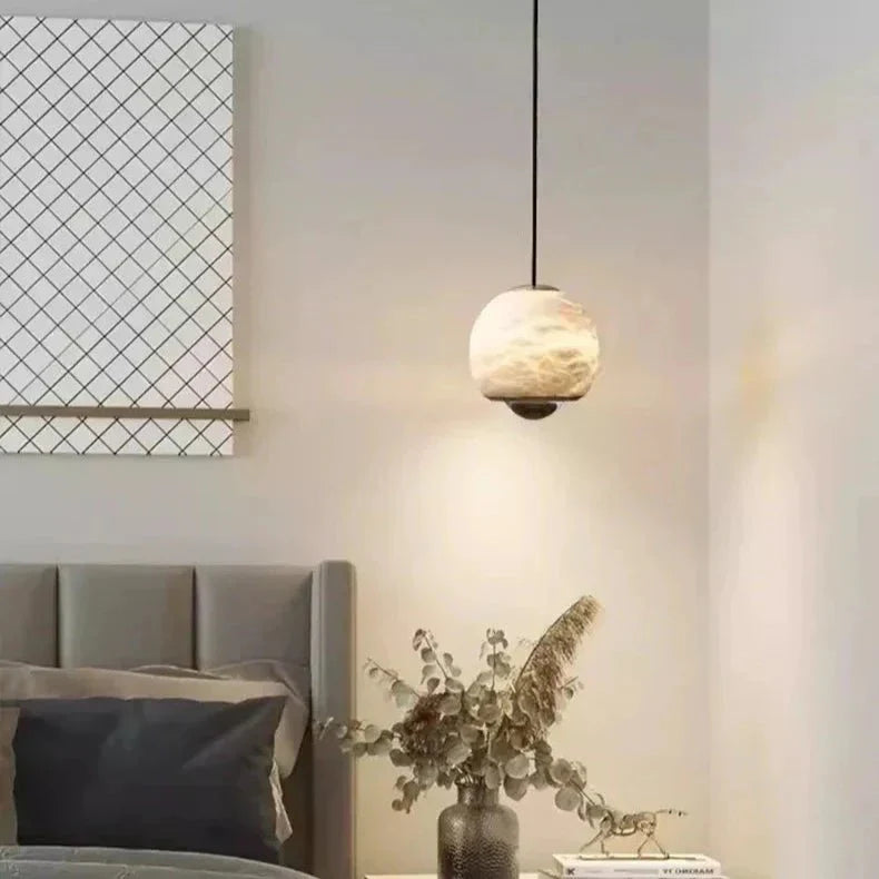 Marmeren Hanglamp met Albasten Bol - Jodie Verlichting