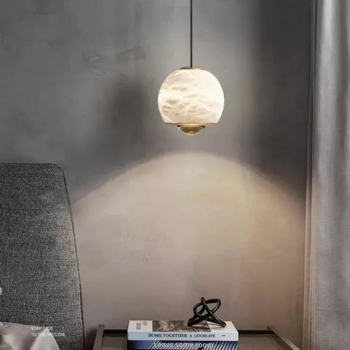 Marmeren Hanglamp met Albasten Bol - Jodie Verlichting