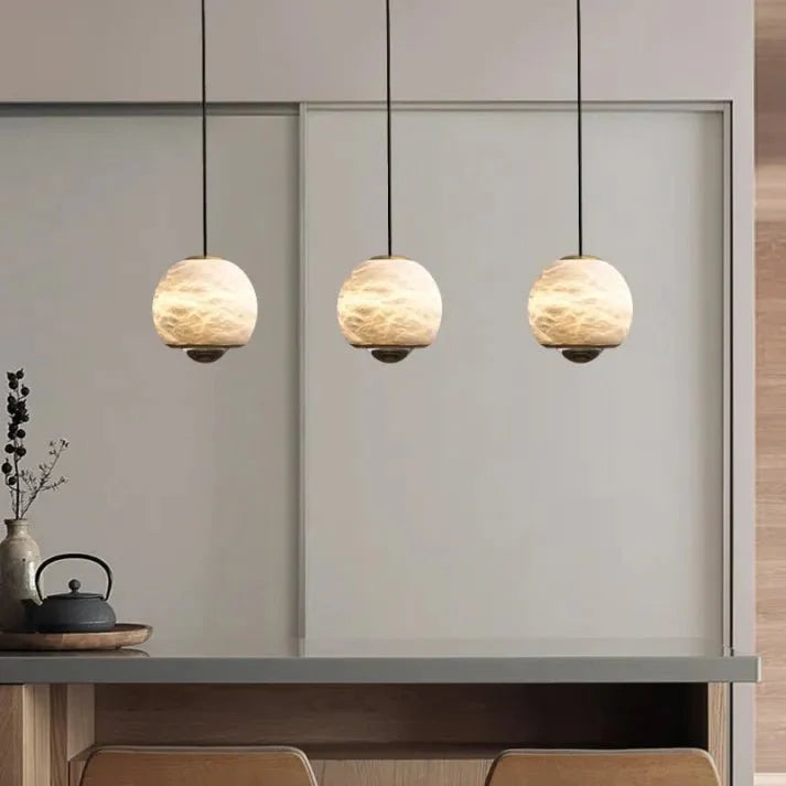 Marmeren Hanglamp met Albasten Bol - Jodie Verlichting