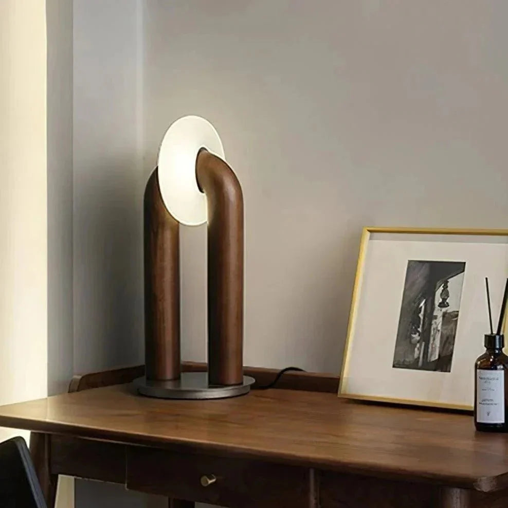 Moderne Booglamp Houten Basis - Verlichting Amedeo