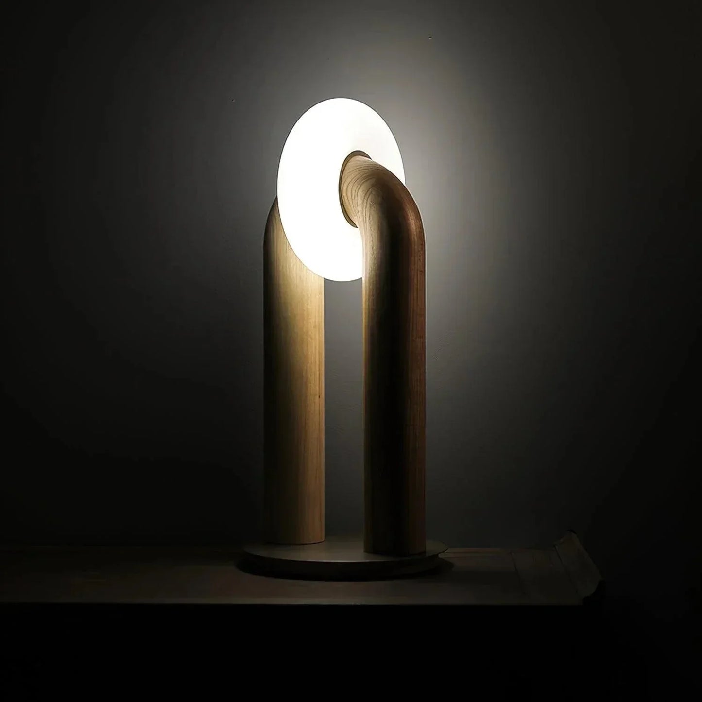 Moderne Booglamp Houten Basis - Verlichting Amedeo