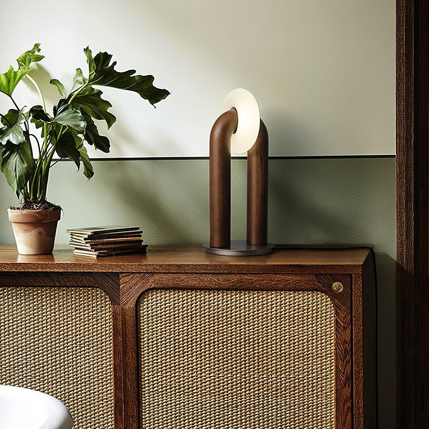 Moderne Booglamp Houten Basis - Verlichting Amedeo