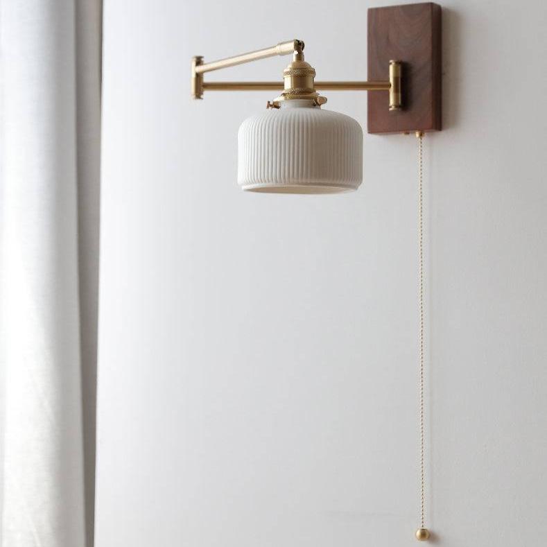 Moderne Keramische Wandlamp met Hout - Mireille