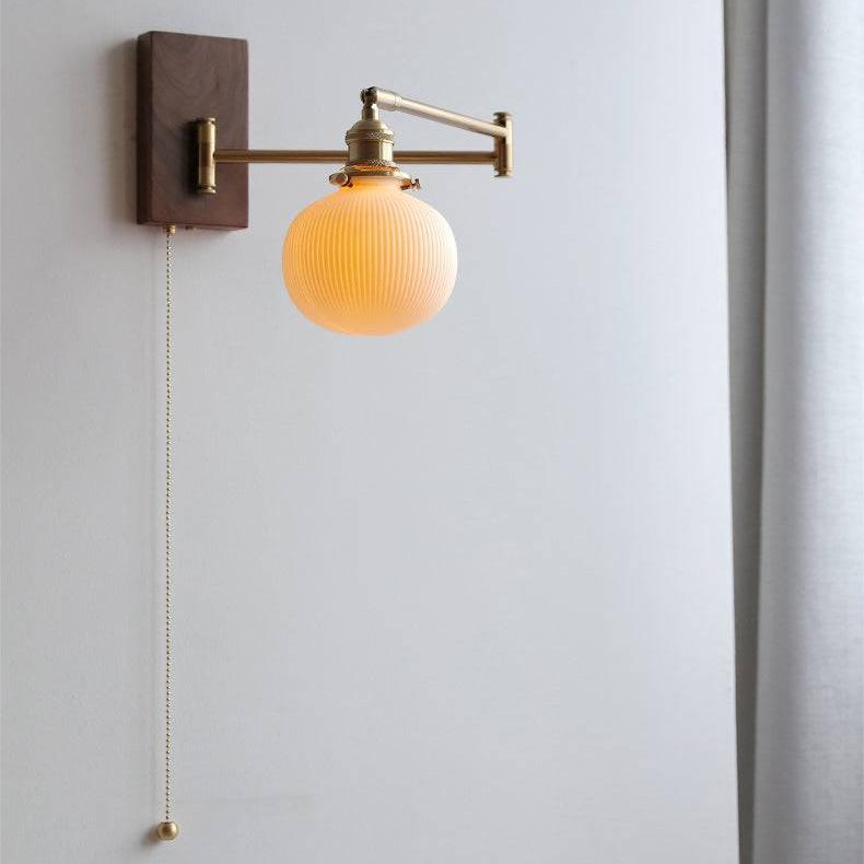 Moderne Keramische Wandlamp met Hout - Mireille