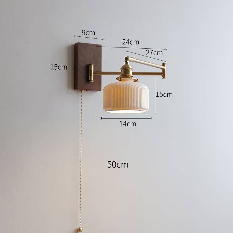 Moderne Keramische Wandlamp met Hout - Mireille