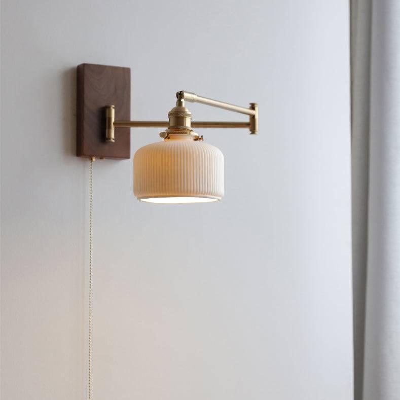 Moderne Keramische Wandlamp met Hout - Mireille