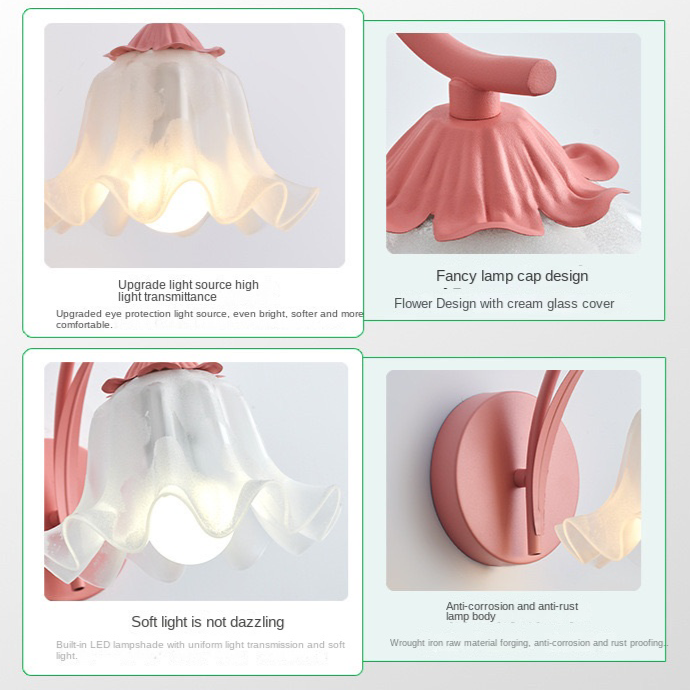 Retro Wandlamp Acryl Kap - Elegante Bloem Michela