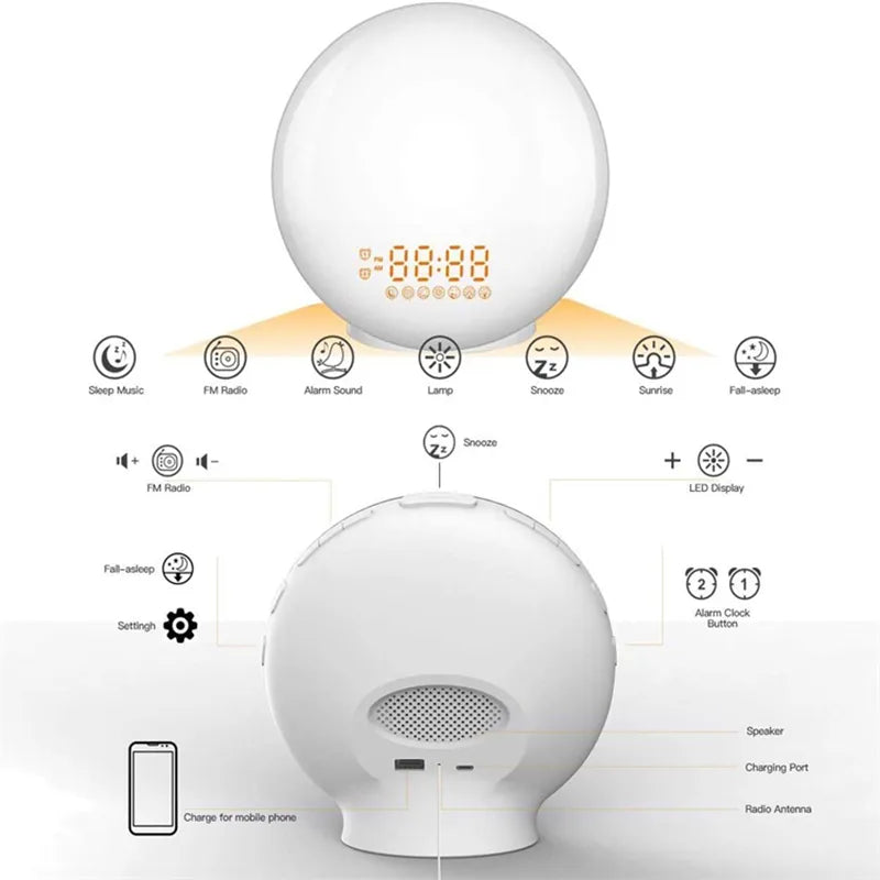 Zonsopgangsfunctie Slaaplamp - Johannesburg Alarm Lamp