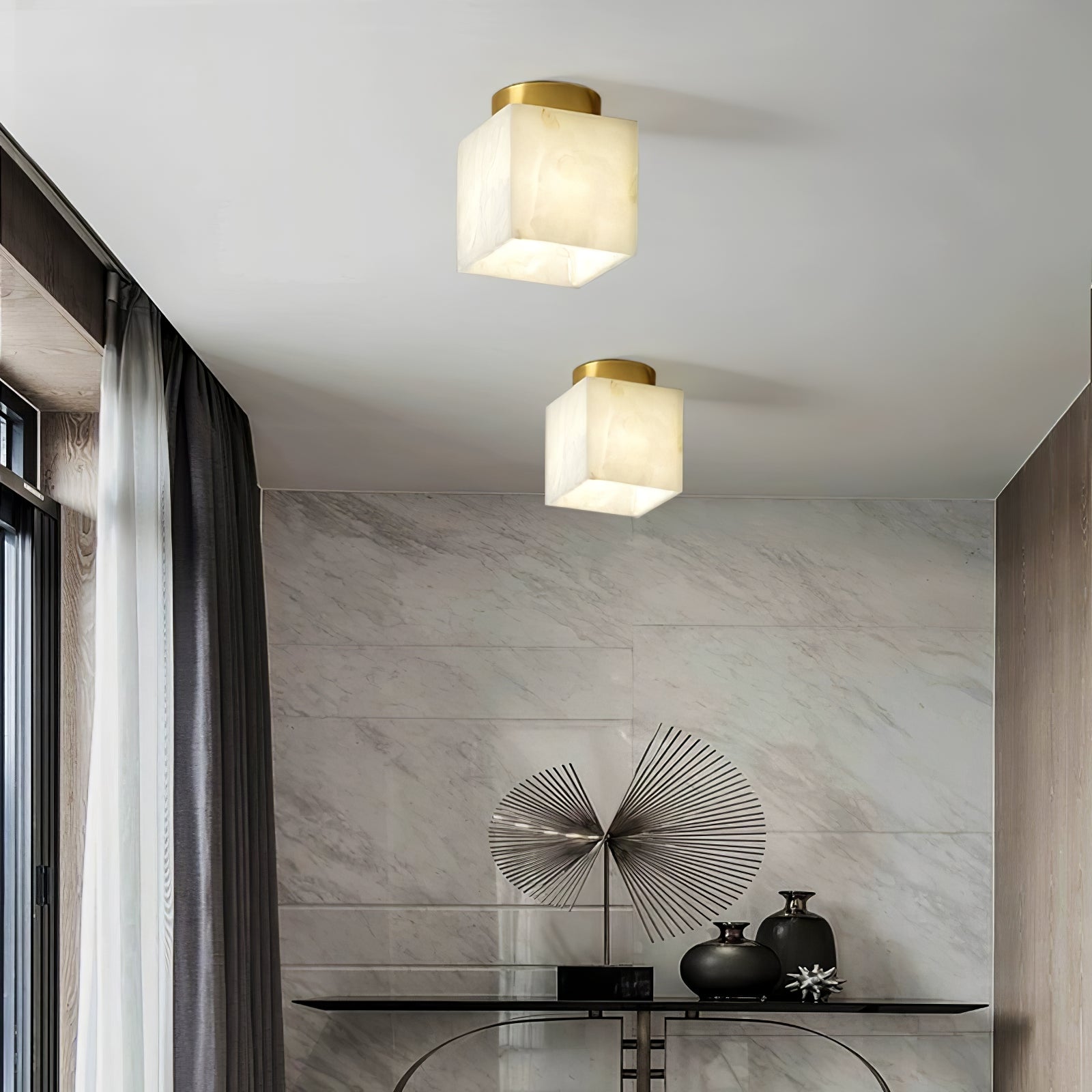 Albasten Plafondlamp met LED - Ilaria Lamp met Messing