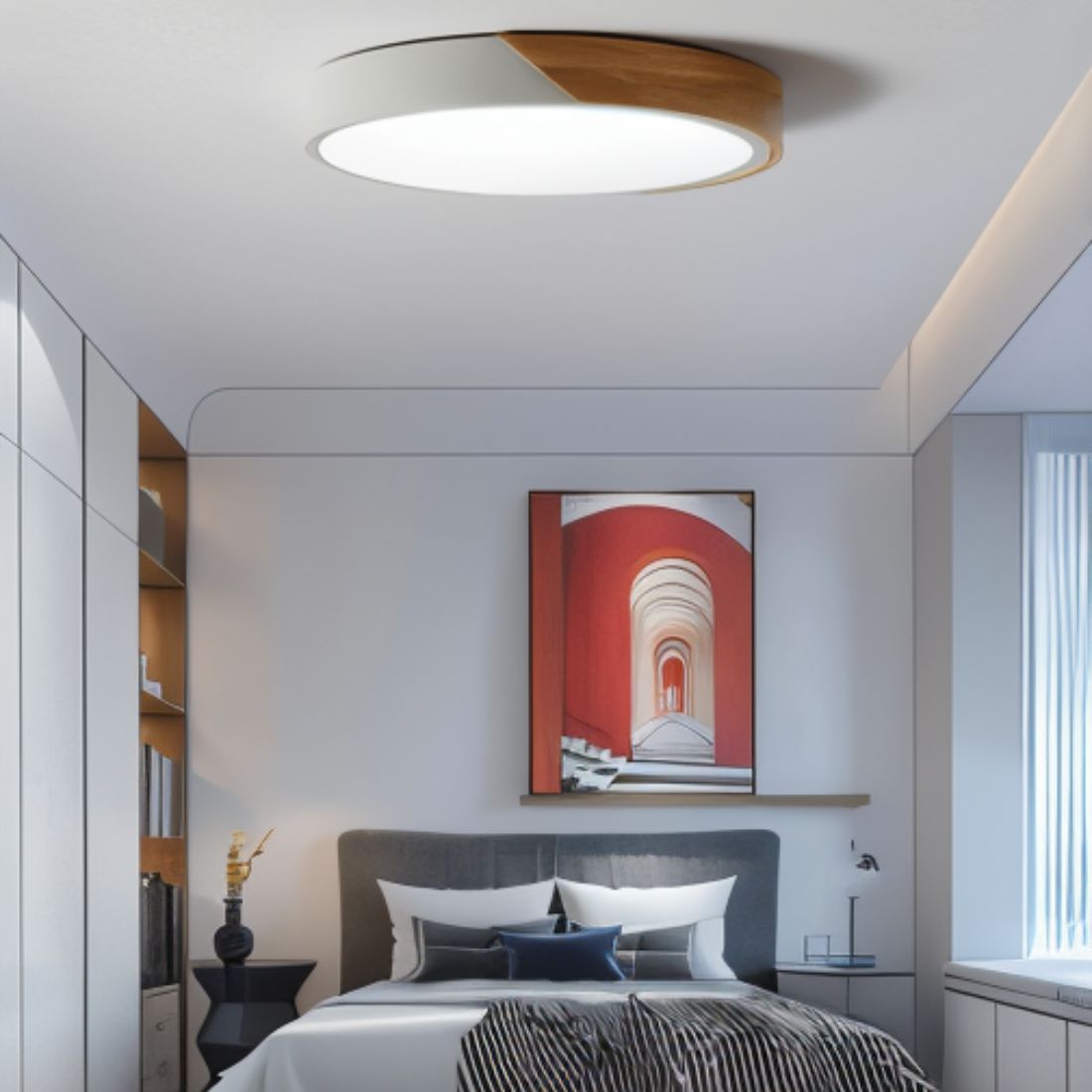 Dimbare LED Plafondlamp Hout en Metaal - Orlando