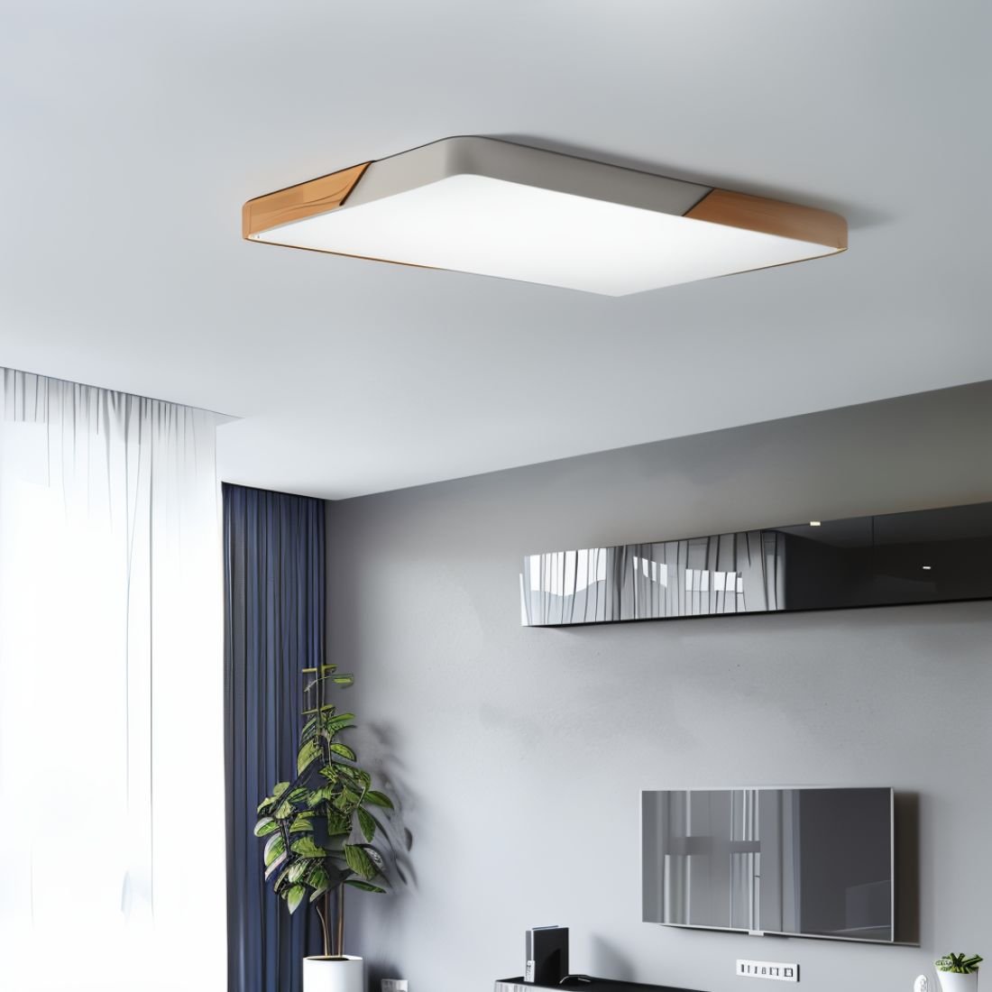 Dimbare LED Plafondlamp Hout en Metaal - Orlando
