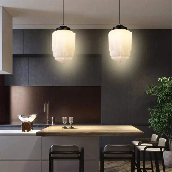 Geometrische Melkglas Hanglamp - Vintage Ismael