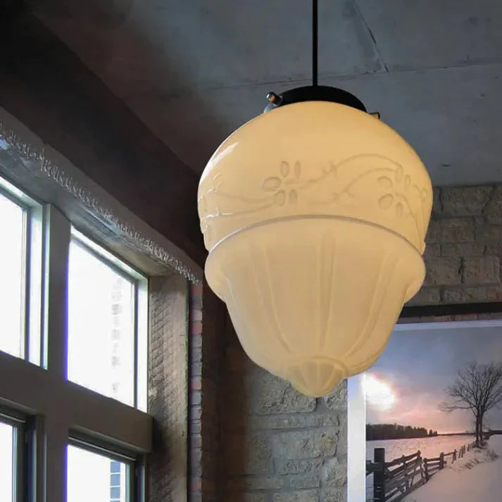 Geometrische Melkglas Hanglamp - Vintage Ismael