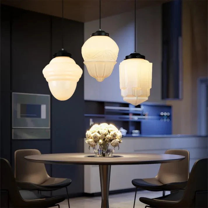 Geometrische Melkglas Hanglamp - Vintage Ismael