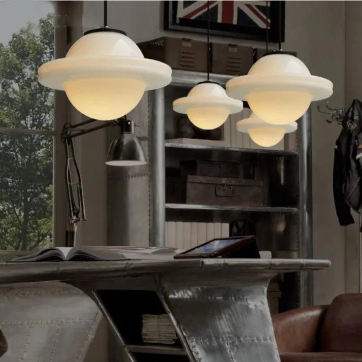 Geometrische Melkglas Hanglamp - Vintage Ismael