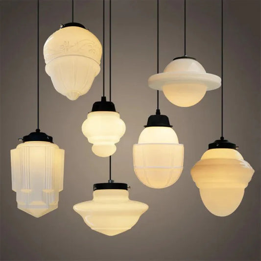Geometrische Melkglas Hanglamp - Vintage Ismael