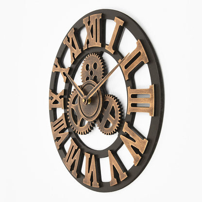 Gouden Wandklok met Grote Cijfers - Art Nouveau Stijl