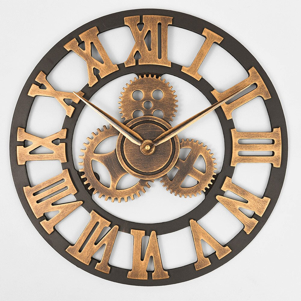 Gouden Wandklok met Grote Cijfers - Art Nouveau Stijl