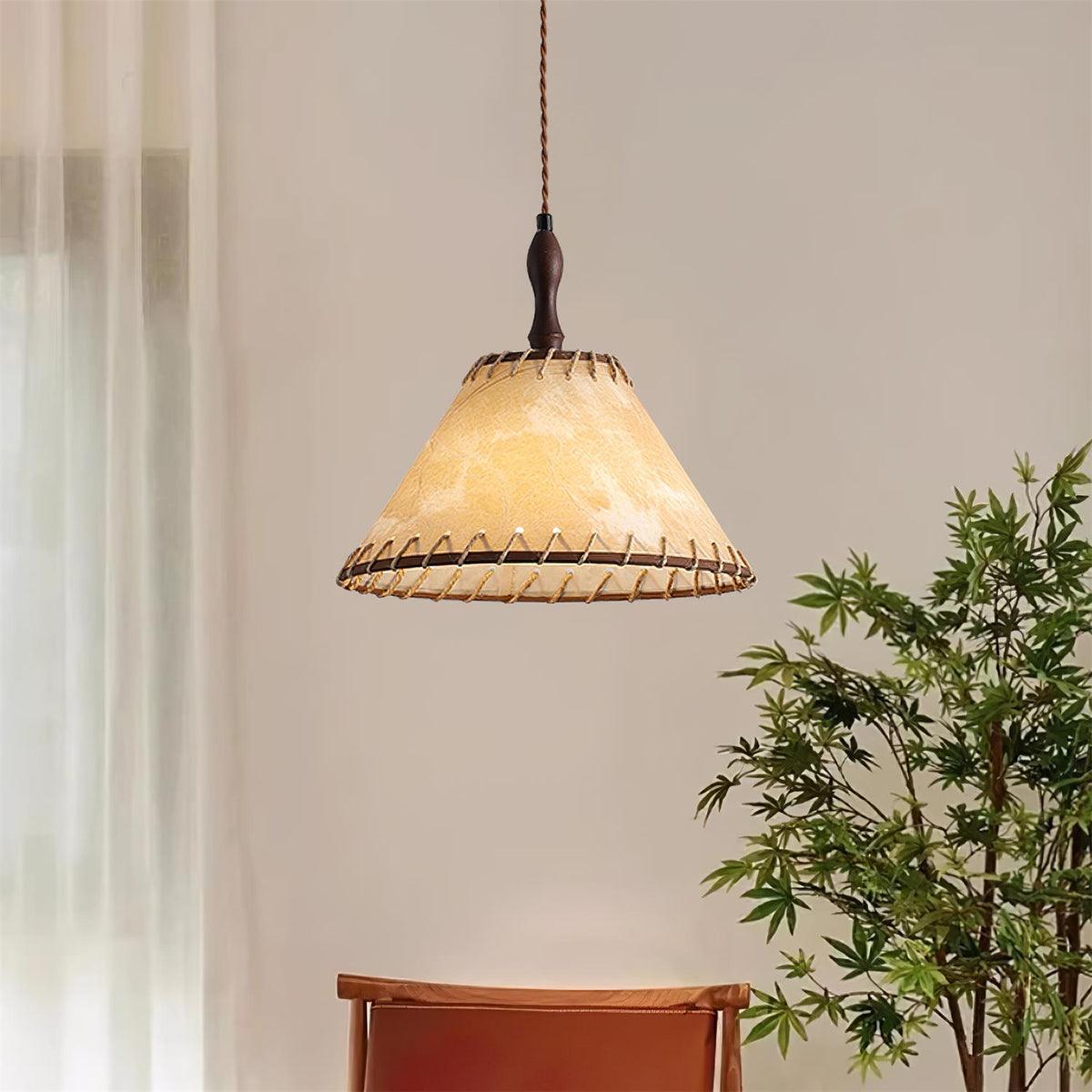 Houten Hanglamp Verstelbaar LED - Janna Stof Lamp