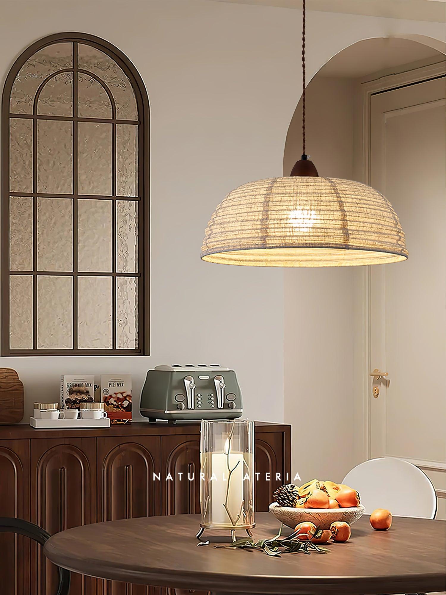 Houten Hanglamp Verstelbaar LED - Janna Stof Lamp
