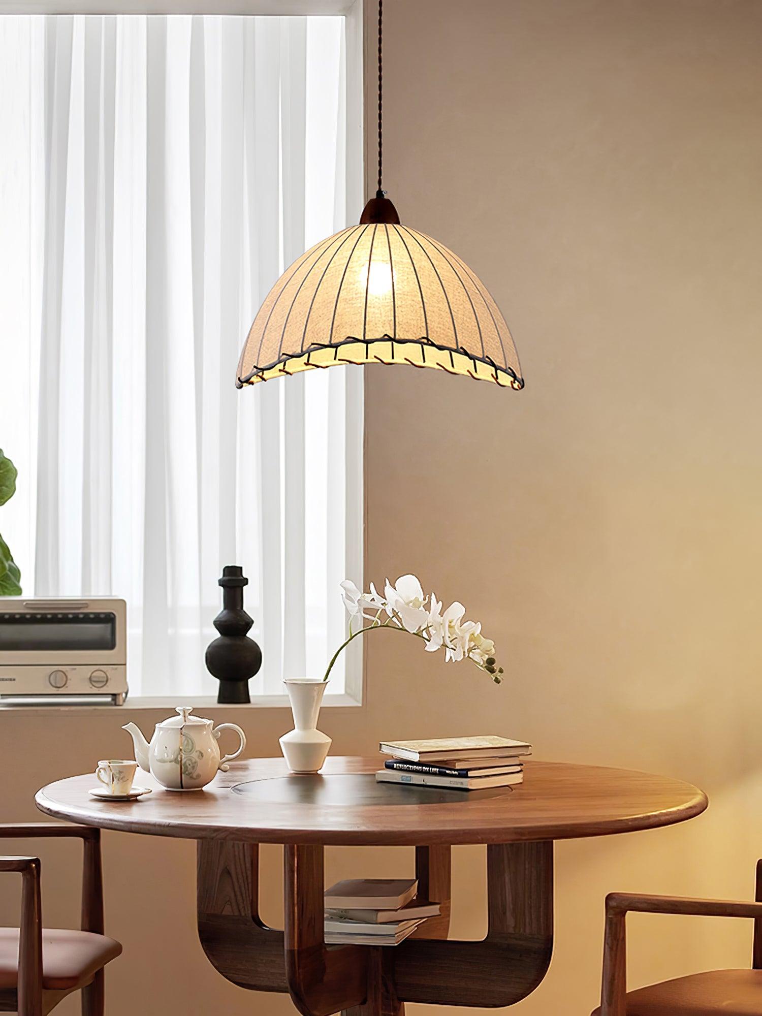 Houten Hanglamp Verstelbaar LED - Janna Stof Lamp