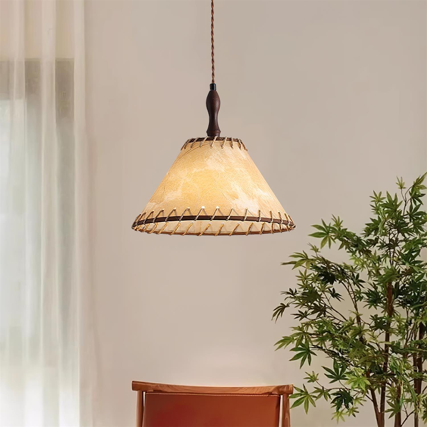 Houten Hanglamp Verstelbaar LED - Janna Stof Lamp