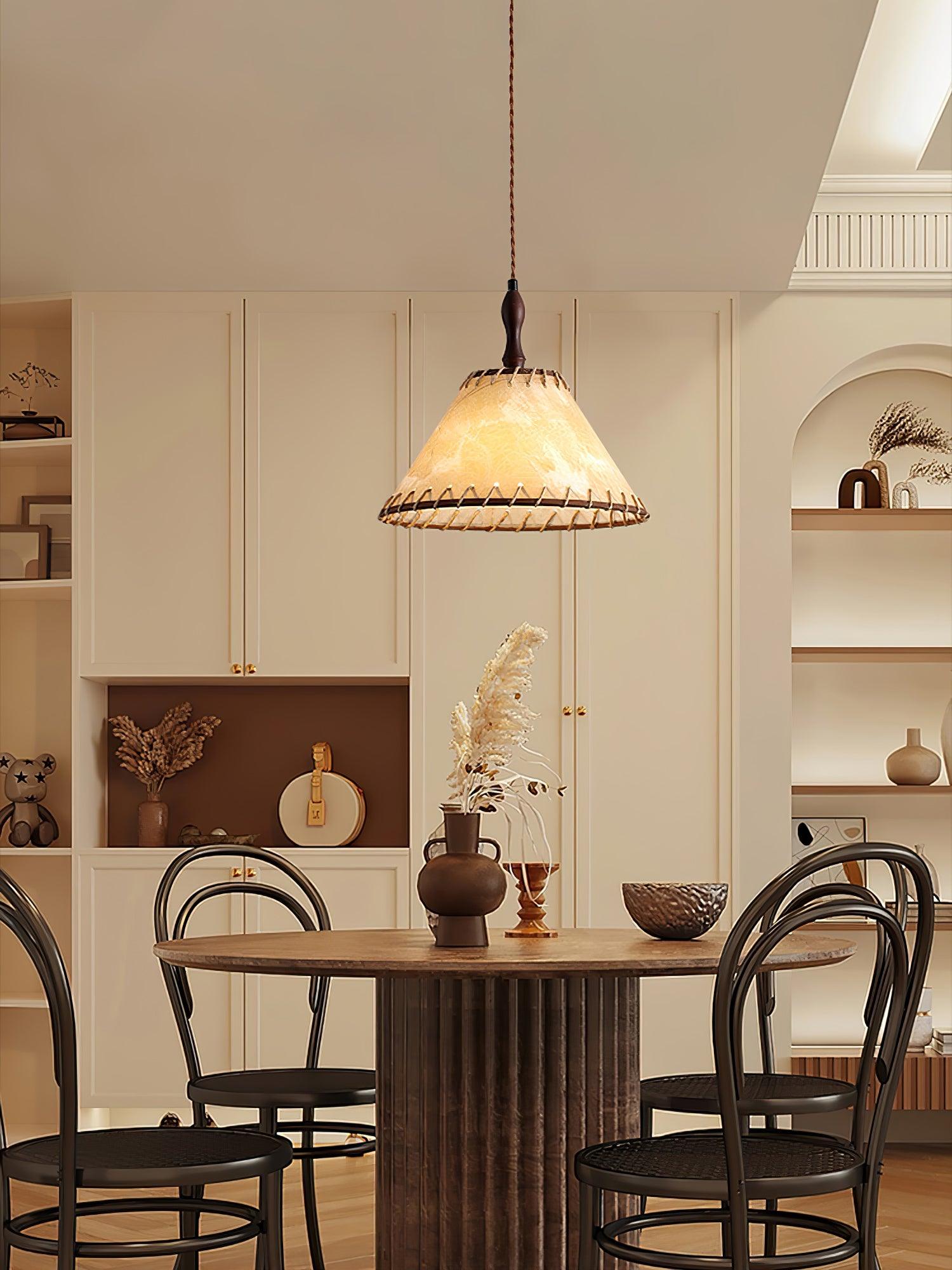 Houten Hanglamp Verstelbaar LED - Janna Stof Lamp