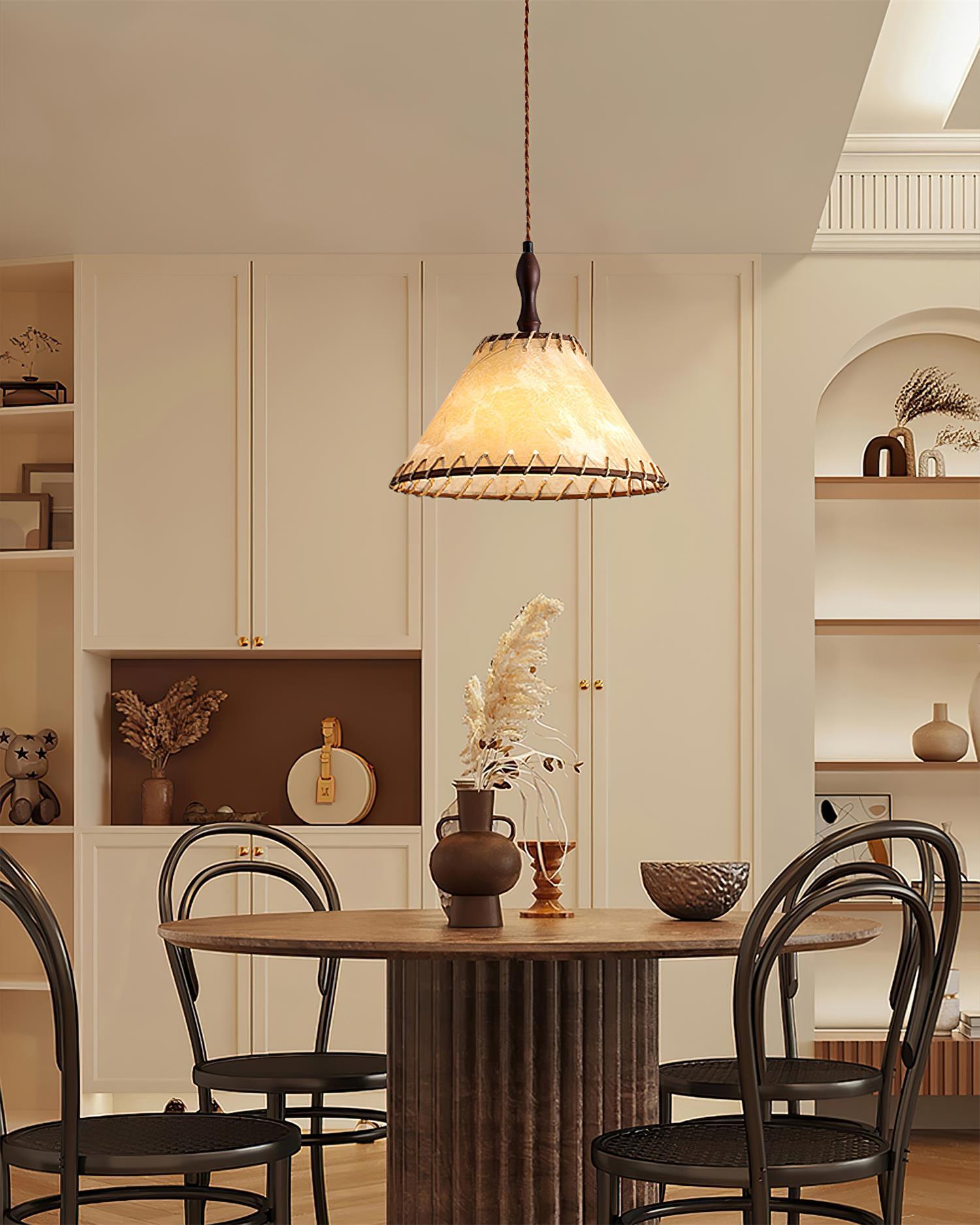 Houten Hanglamp Verstelbaar LED - Janna Stof Lamp