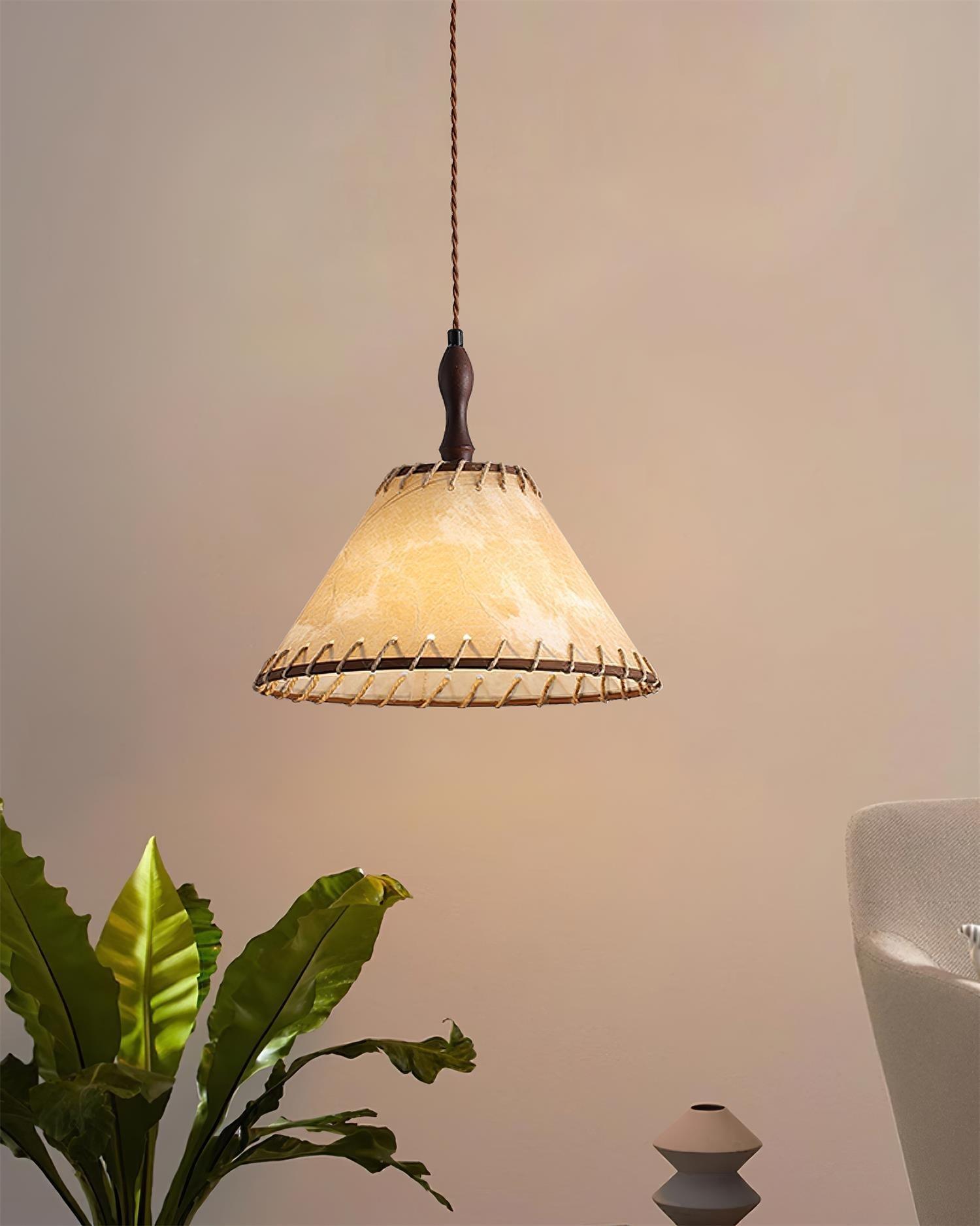 Houten Hanglamp Verstelbaar LED - Janna Stof Lamp