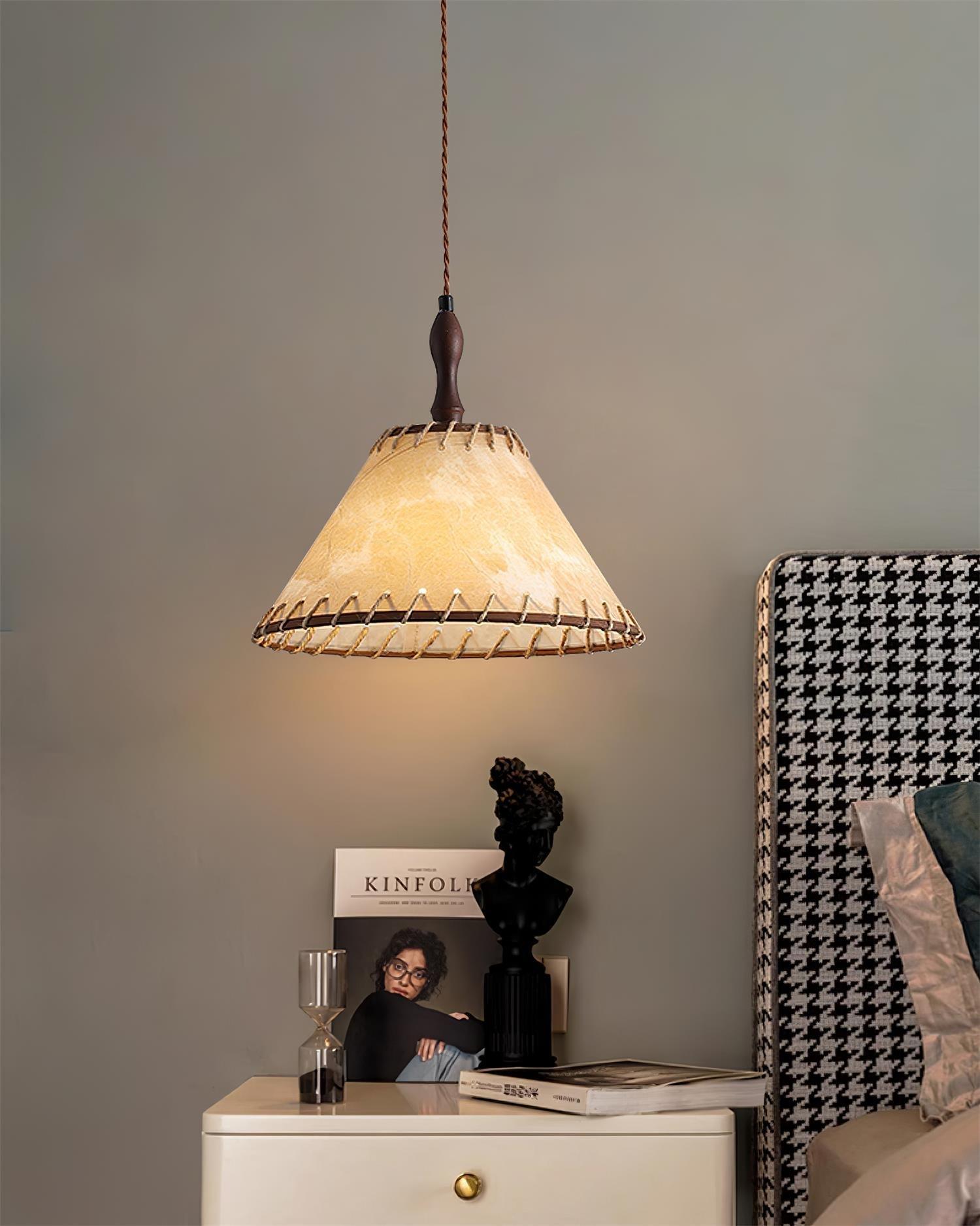 Houten Hanglamp Verstelbaar LED - Janna Stof Lamp