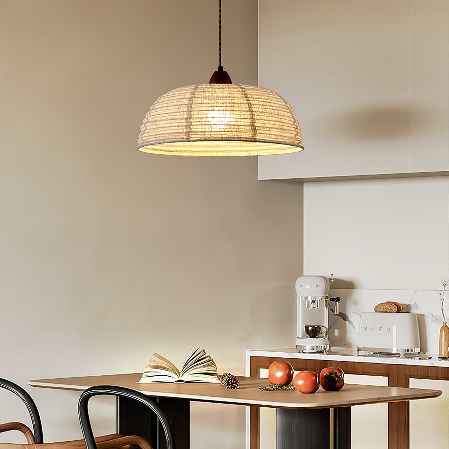 Houten Hanglamp Verstelbaar LED - Janna Stof Lamp