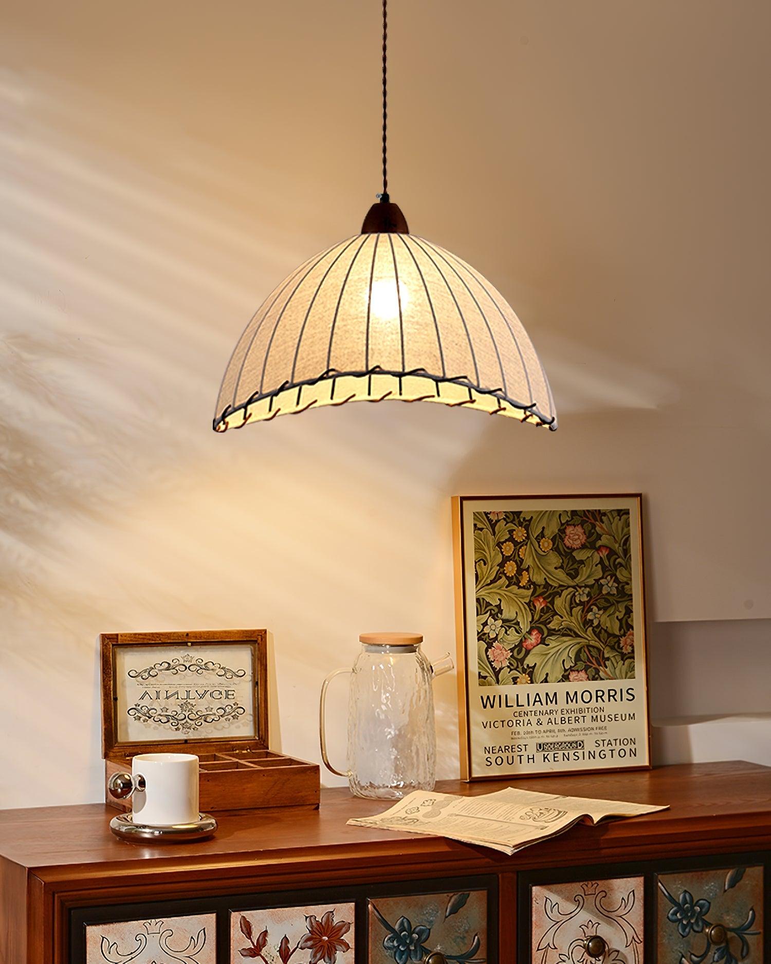 Houten Hanglamp Verstelbaar LED - Janna Stof Lamp