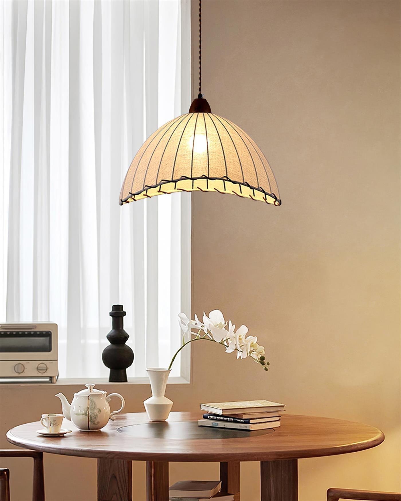 Houten Hanglamp Verstelbaar LED - Janna Stof Lamp