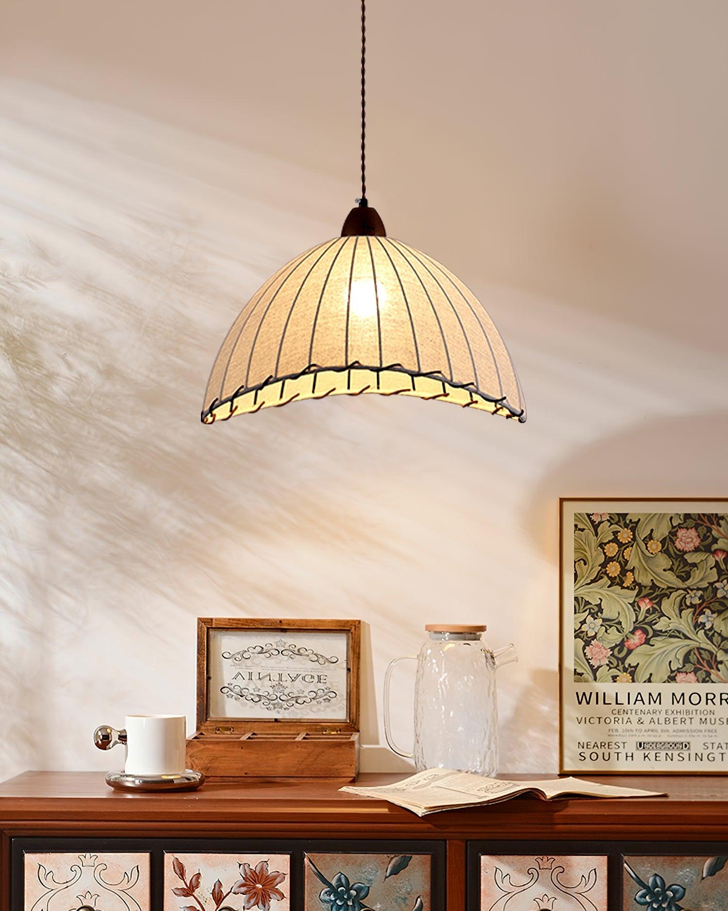 Houten Hanglamp Verstelbaar LED - Janna Stof Lamp