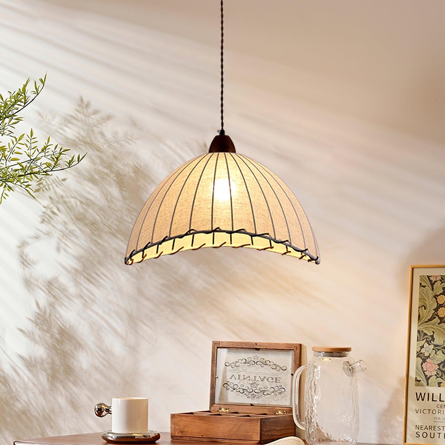 Houten Hanglamp Verstelbaar LED - Janna Stof Lamp