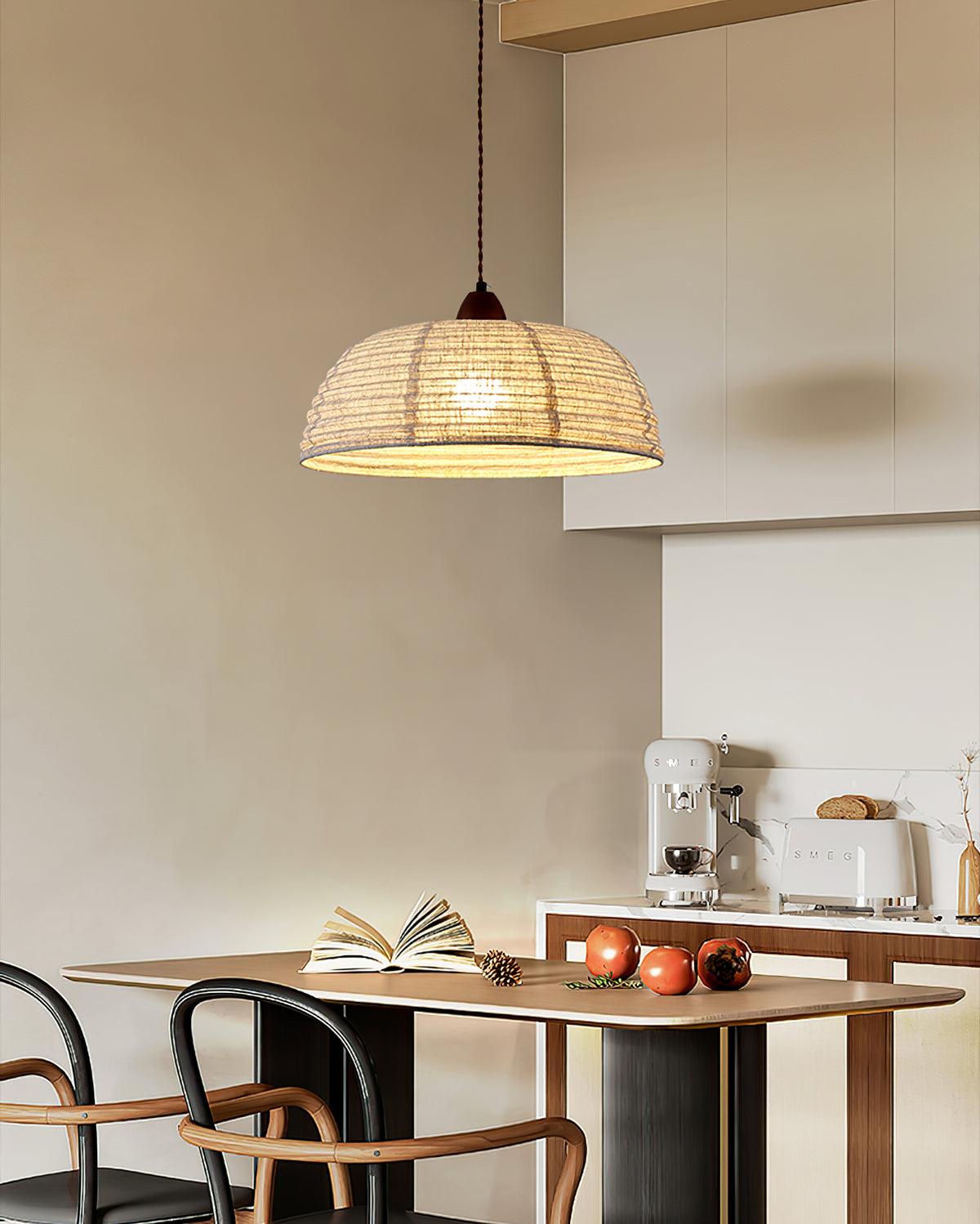 Houten Hanglamp Verstelbaar LED - Janna Stof Lamp
