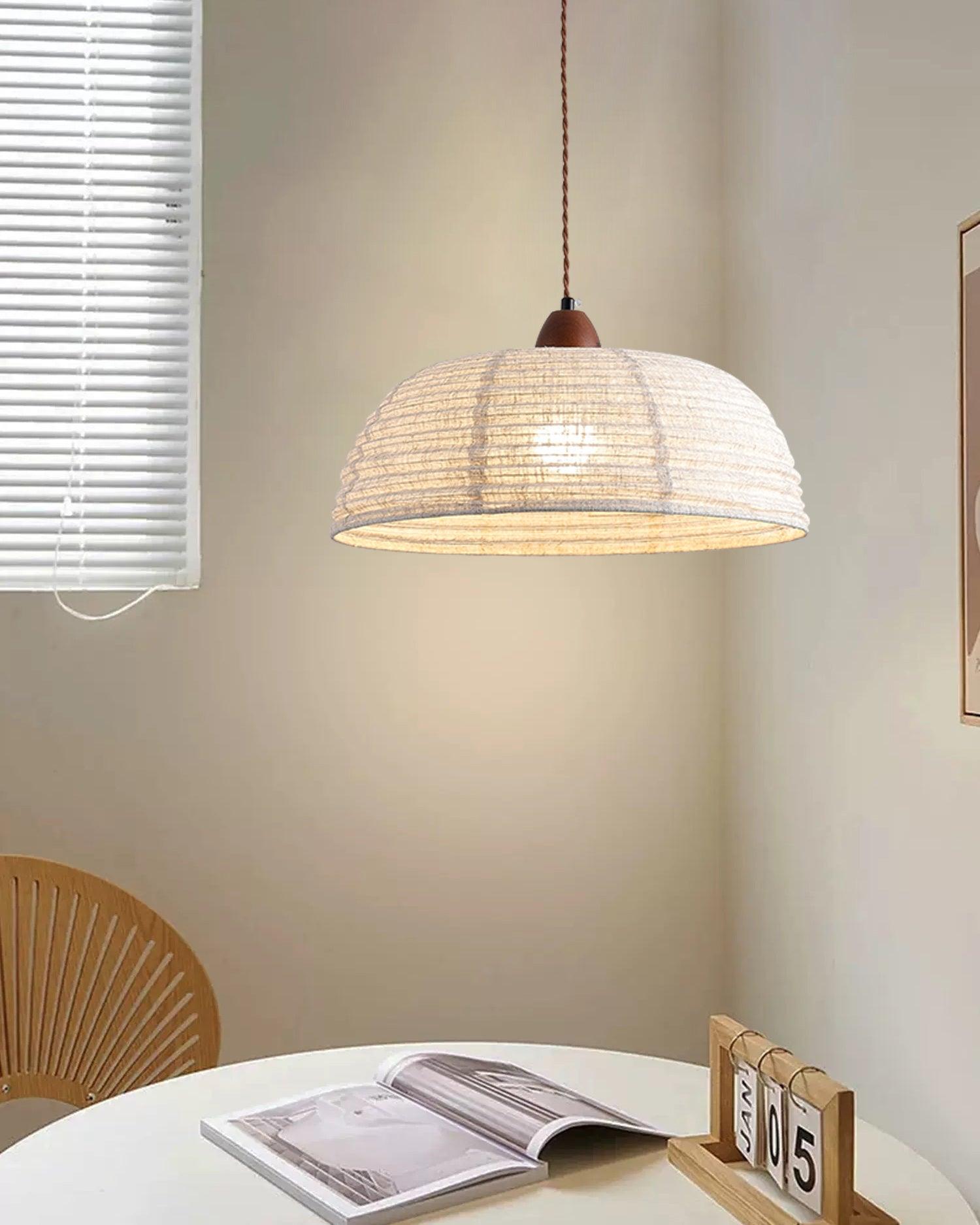 Houten Hanglamp Verstelbaar LED - Janna Stof Lamp