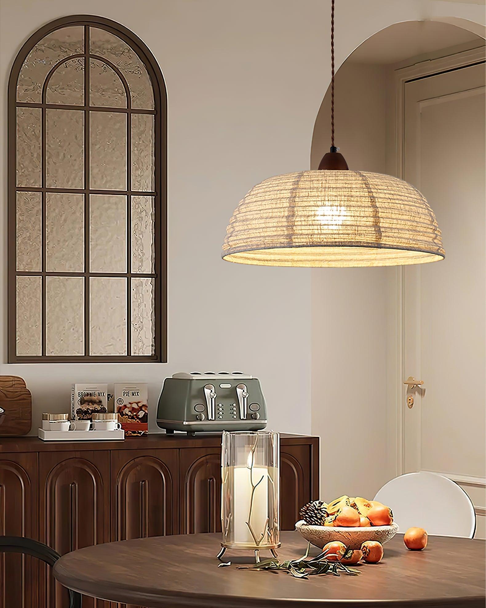 Houten Hanglamp Verstelbaar LED - Janna Stof Lamp