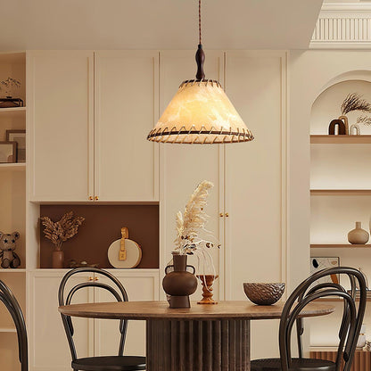 Houten Hanglamp Verstelbaar LED - Janna Stof Lamp